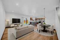 Modern open-concept living and dining room